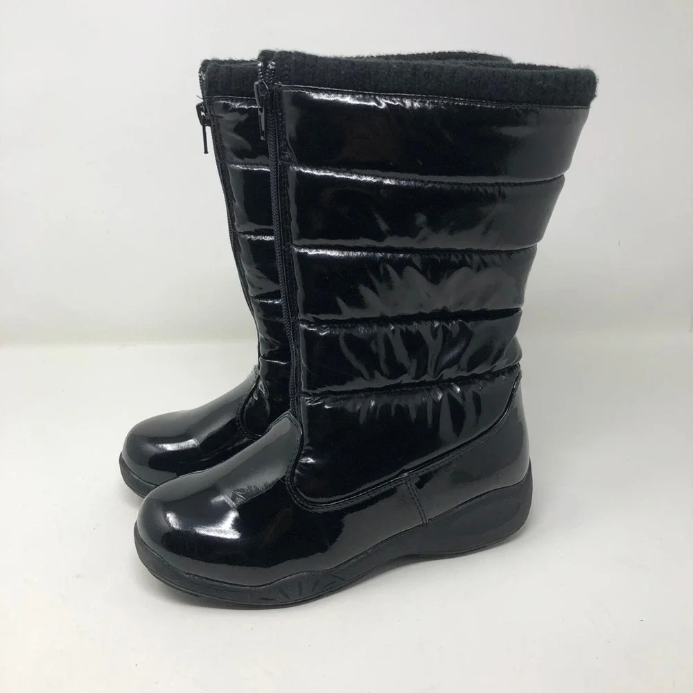 Tundra Puffy Snow Boots Girls 3 Black Front Zip Outdoor Winter Play Walking